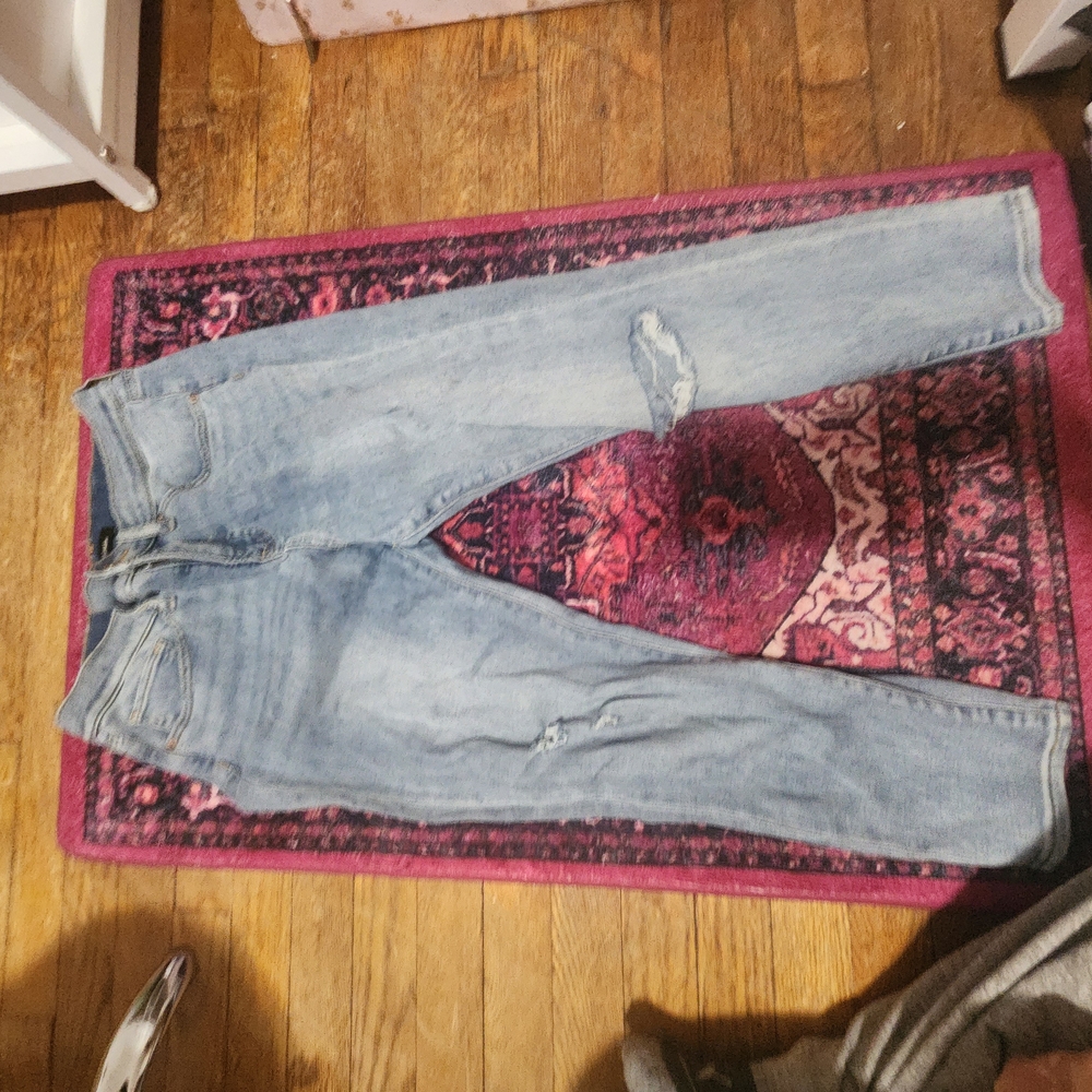 Women's Light Blue Distressed Jeans